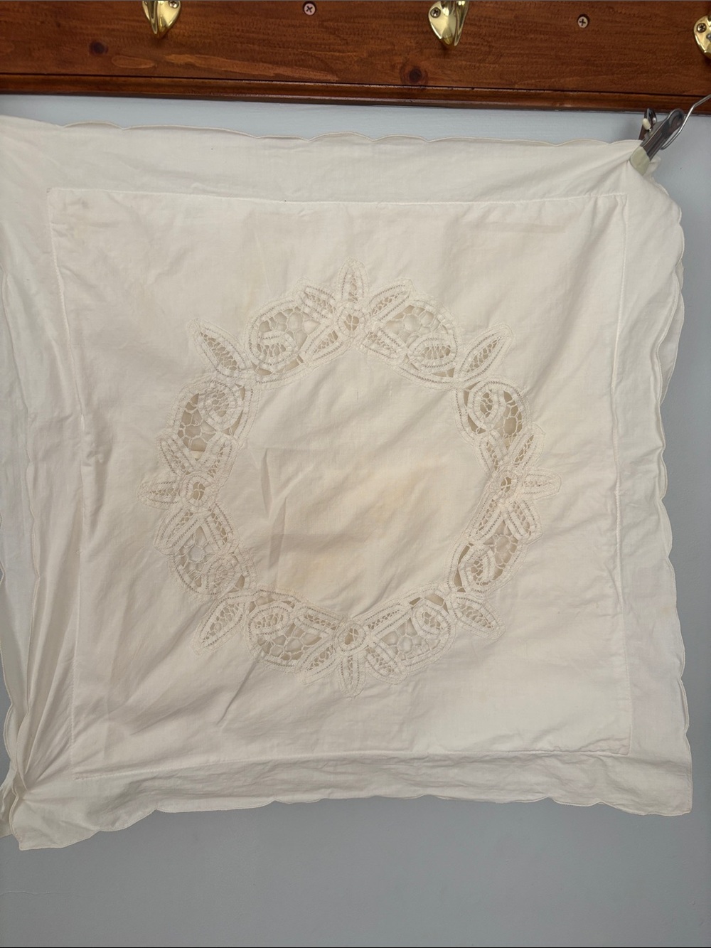 2 eyelet Cutwork Decorative Pillow Sham - Cream